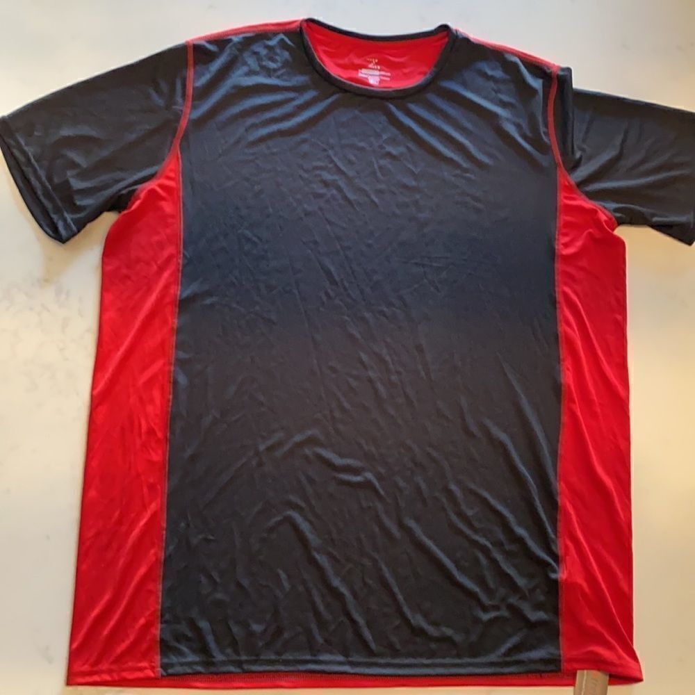 Men’s Zorrel Syntrel Short Sleeve T-Shirt Black & Red Moisture Wicking Size 3XL